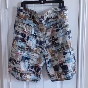 626 BLUE 100% Cotton Made in India Size 42 Paint Splatter Patchwork Shorts